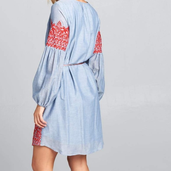 🆕 Reneec Long Sleeve Embroidered Dress-Med - Picture 3 of 8